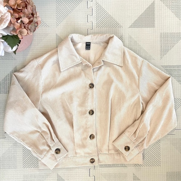 Drop Shoulder Corduroy Jacket Beige Size XS - Picture 6 of 13